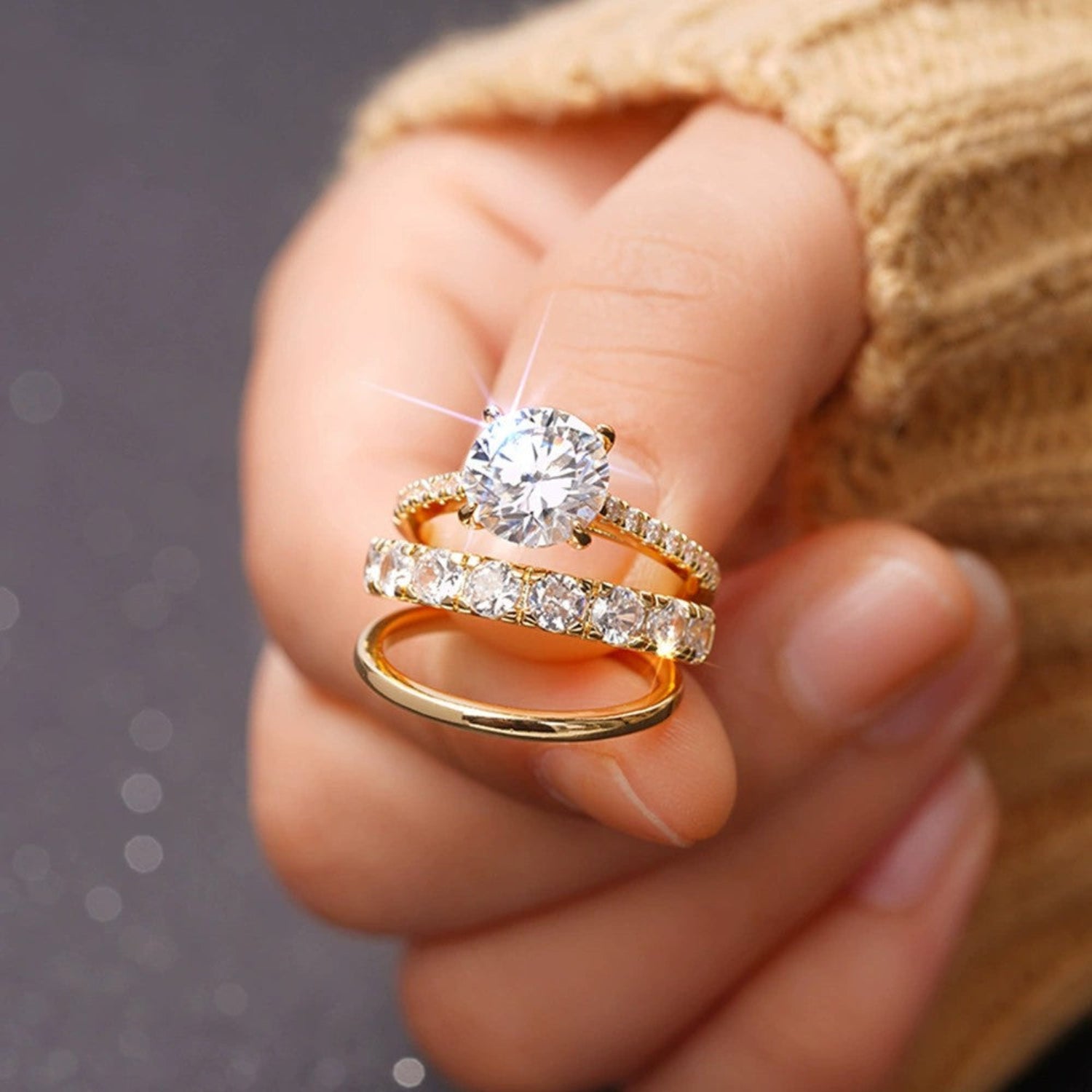 Triple Layer Solitaire Diamond Ring JLTR0704