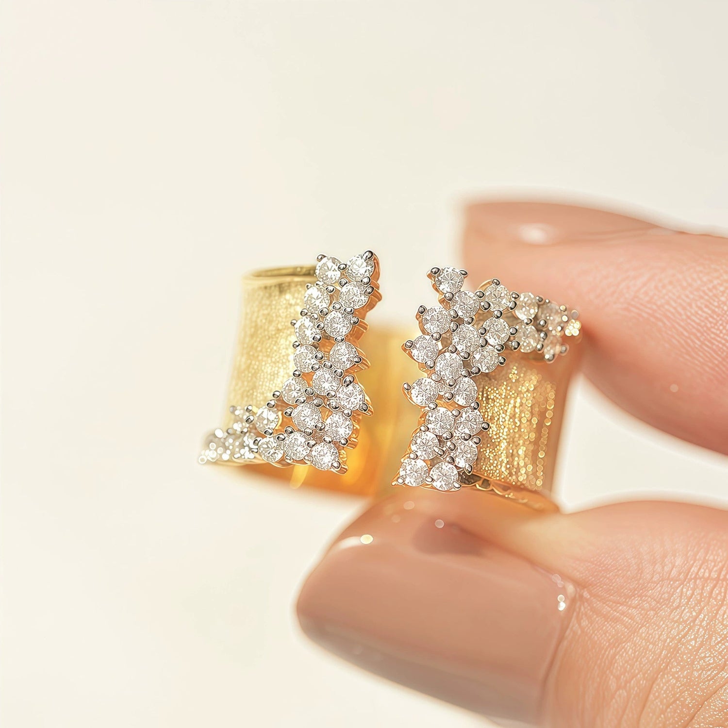 Gold Crystal Clusters Wide Ring JLTR0706