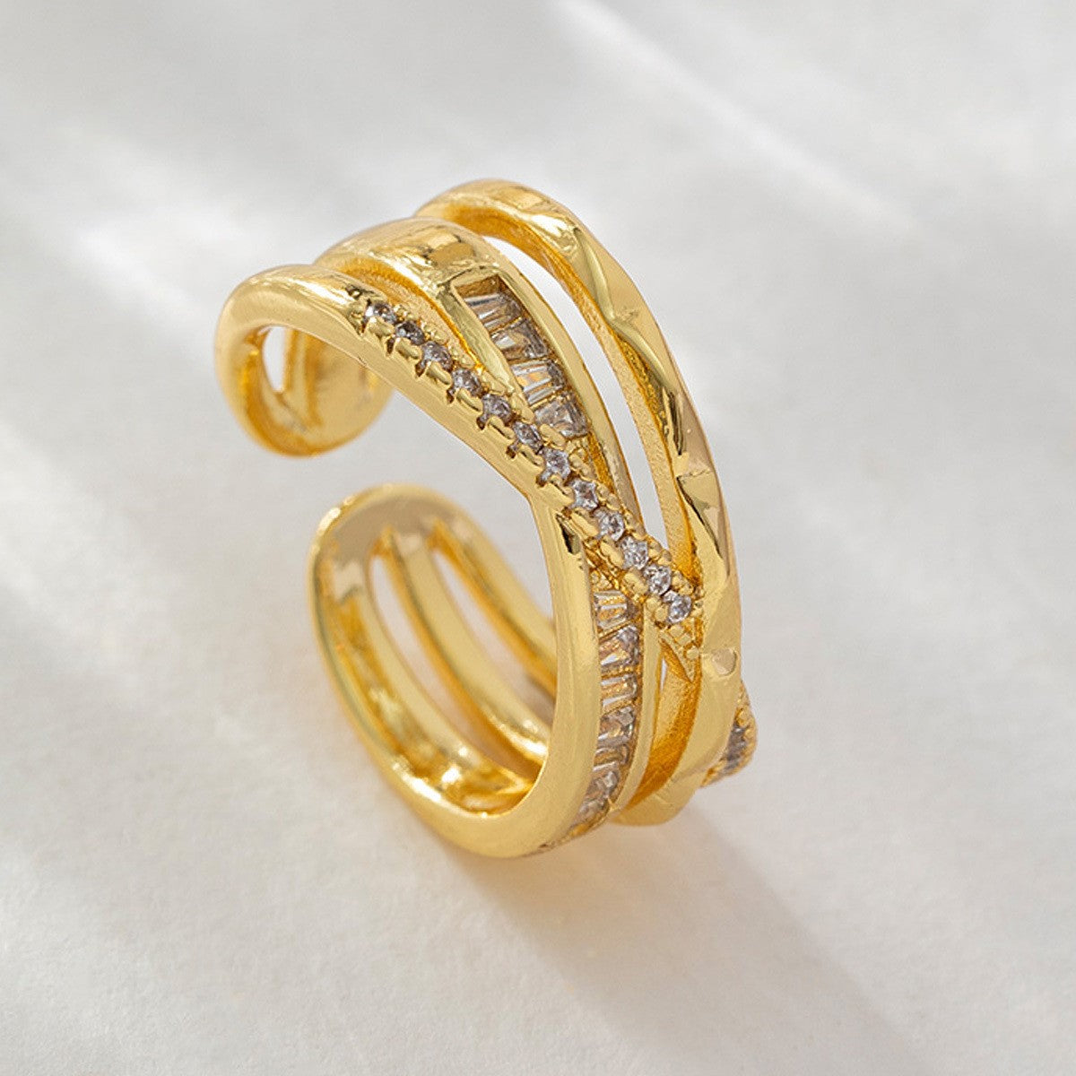 Gold Baguette Triple Band Ring JLTR0710
