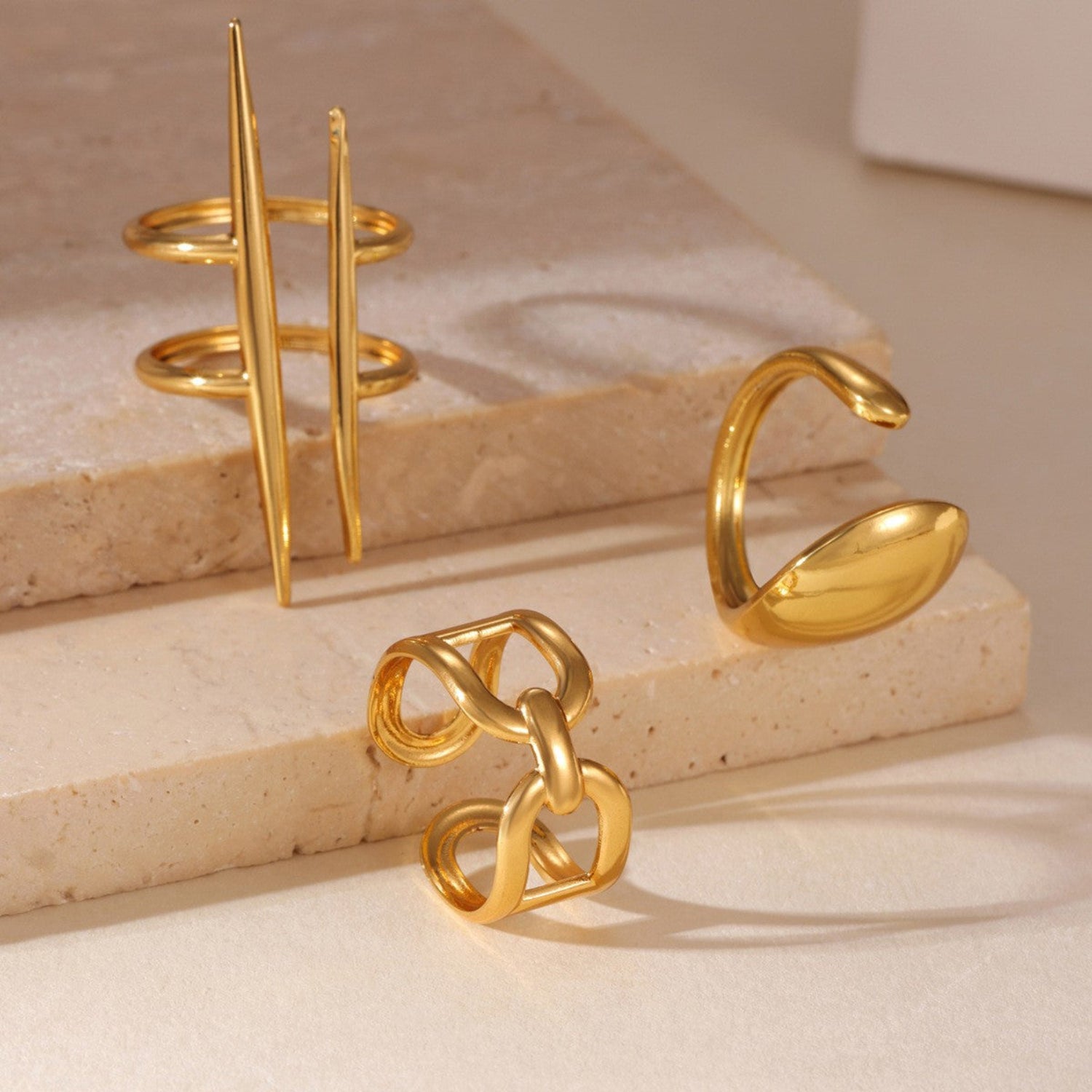 Gold Minimalist Geometric Ring Set JLTR0715