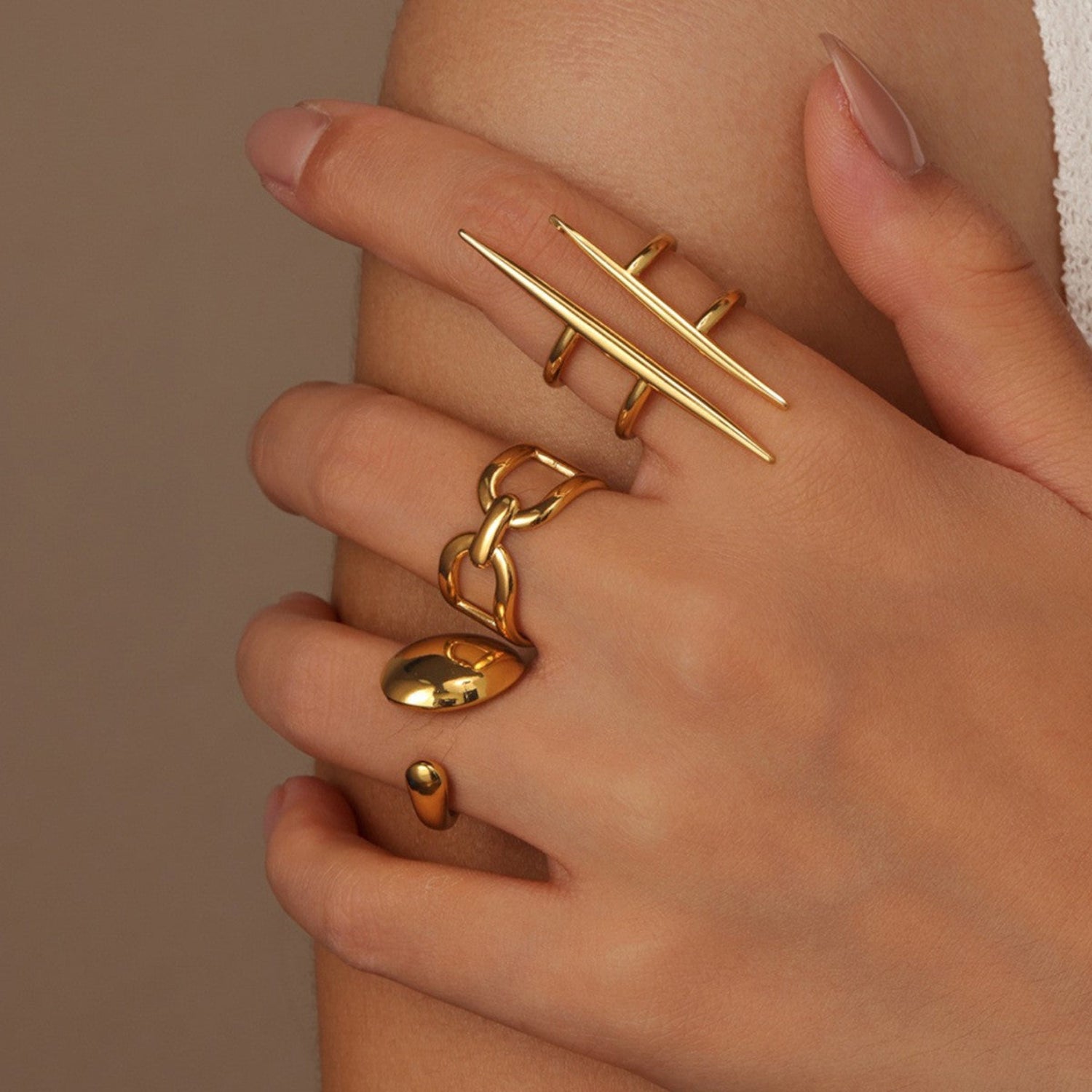 Gold Minimalist Geometric Ring Set JLTR0715