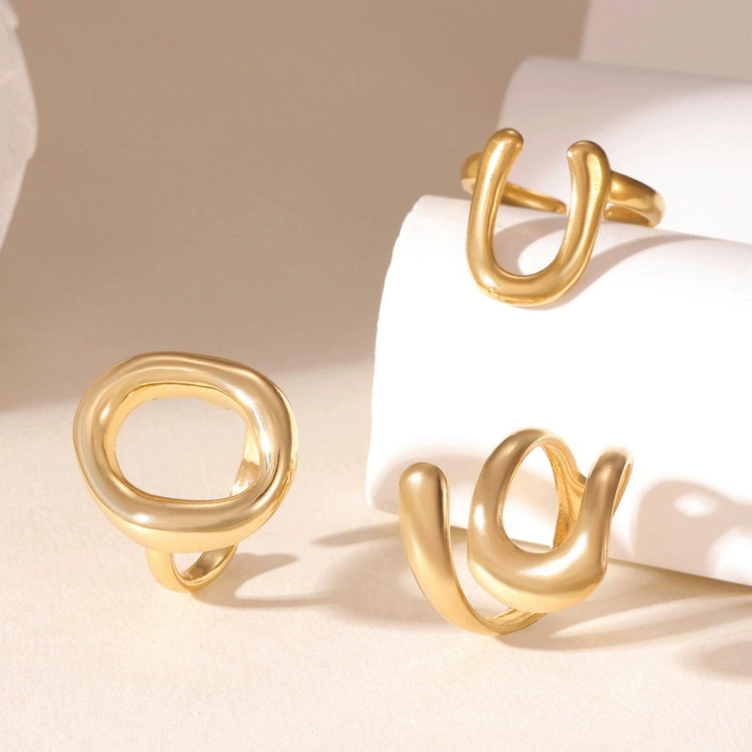Gold Abstract Organic Ring Set JLTR0716