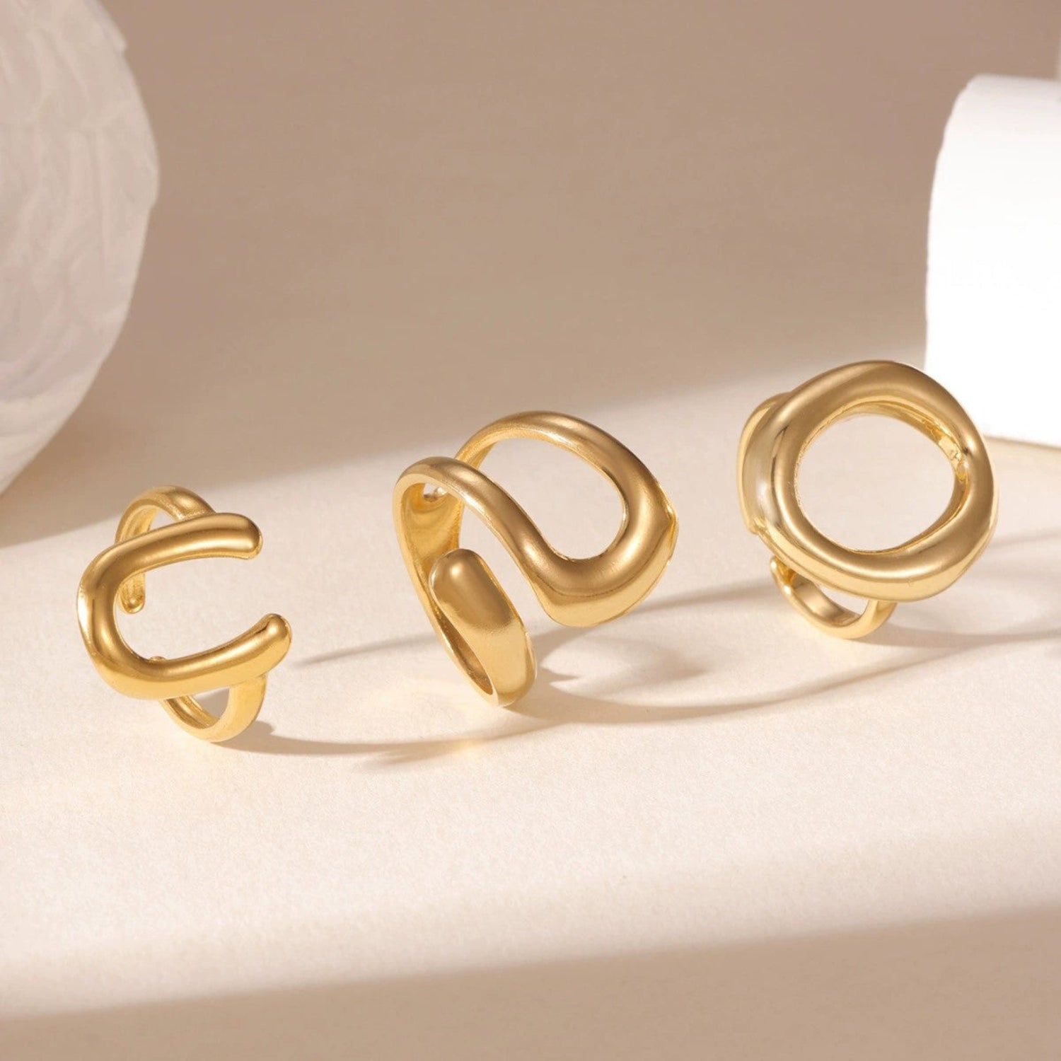 Gold Abstract Organic Ring Set JLTR0716