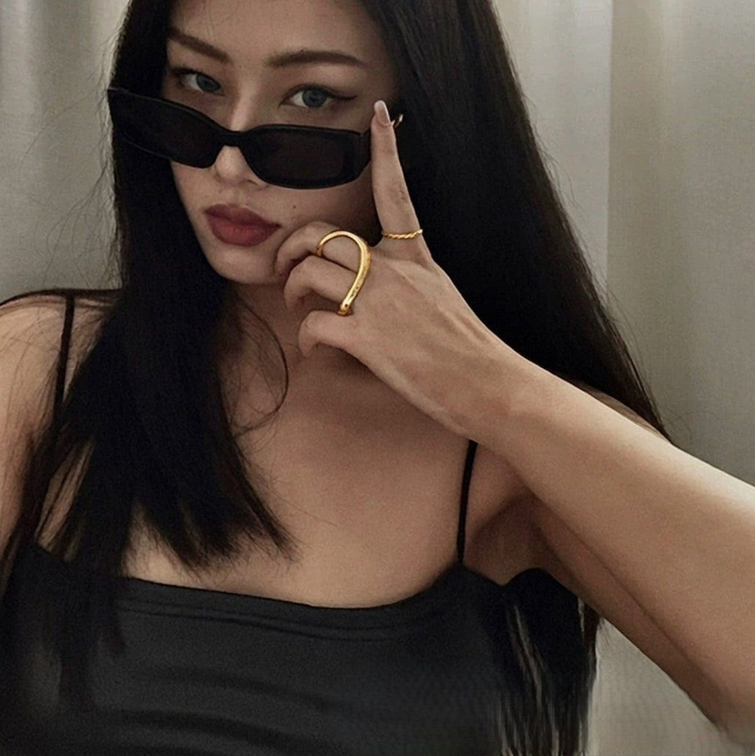 Gold Abstract Open Loop Ring JLTR0721