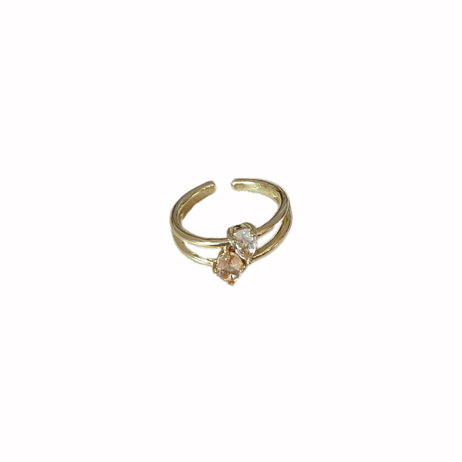 Double Band Gold Teardrop Ring JLTR0725