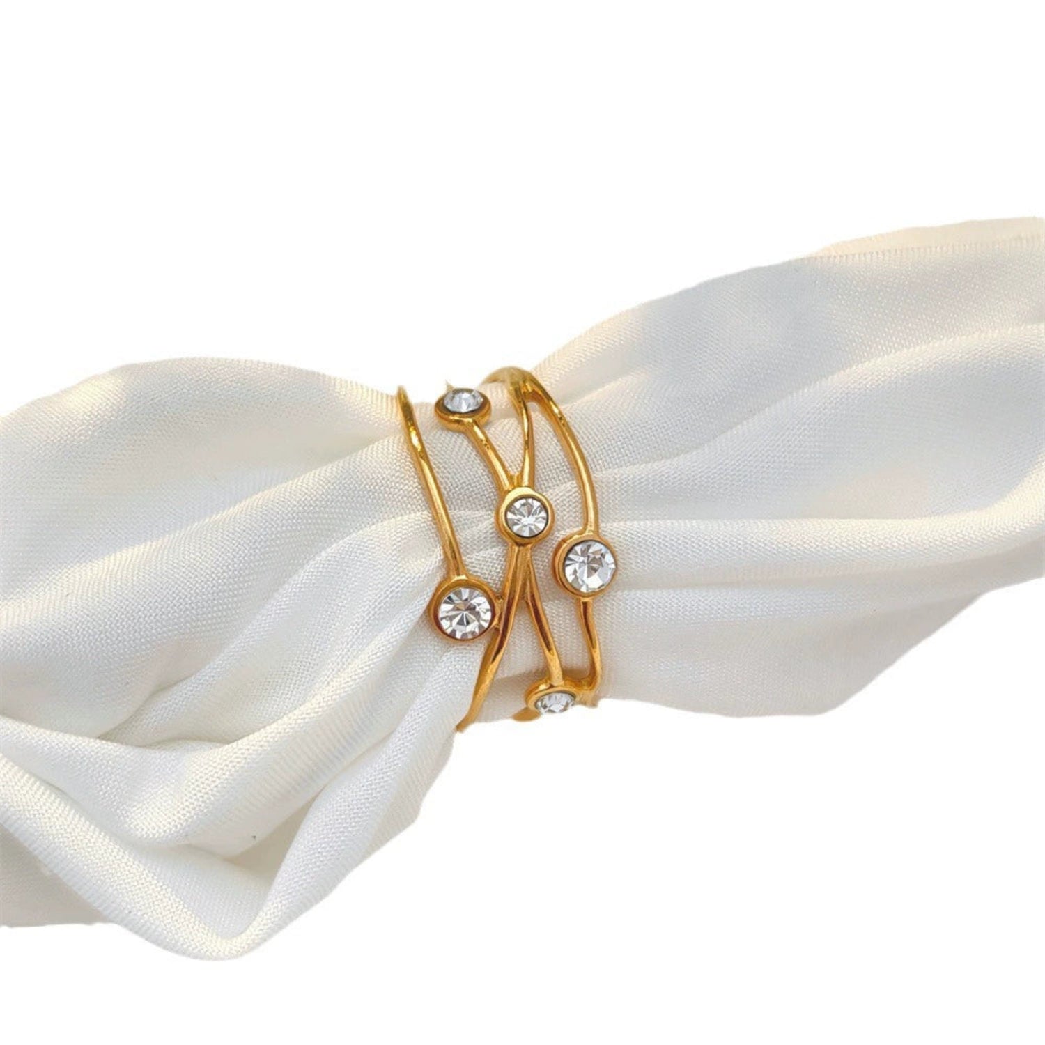 Elegant Gold Crossover Crystal Ring JLTR0727