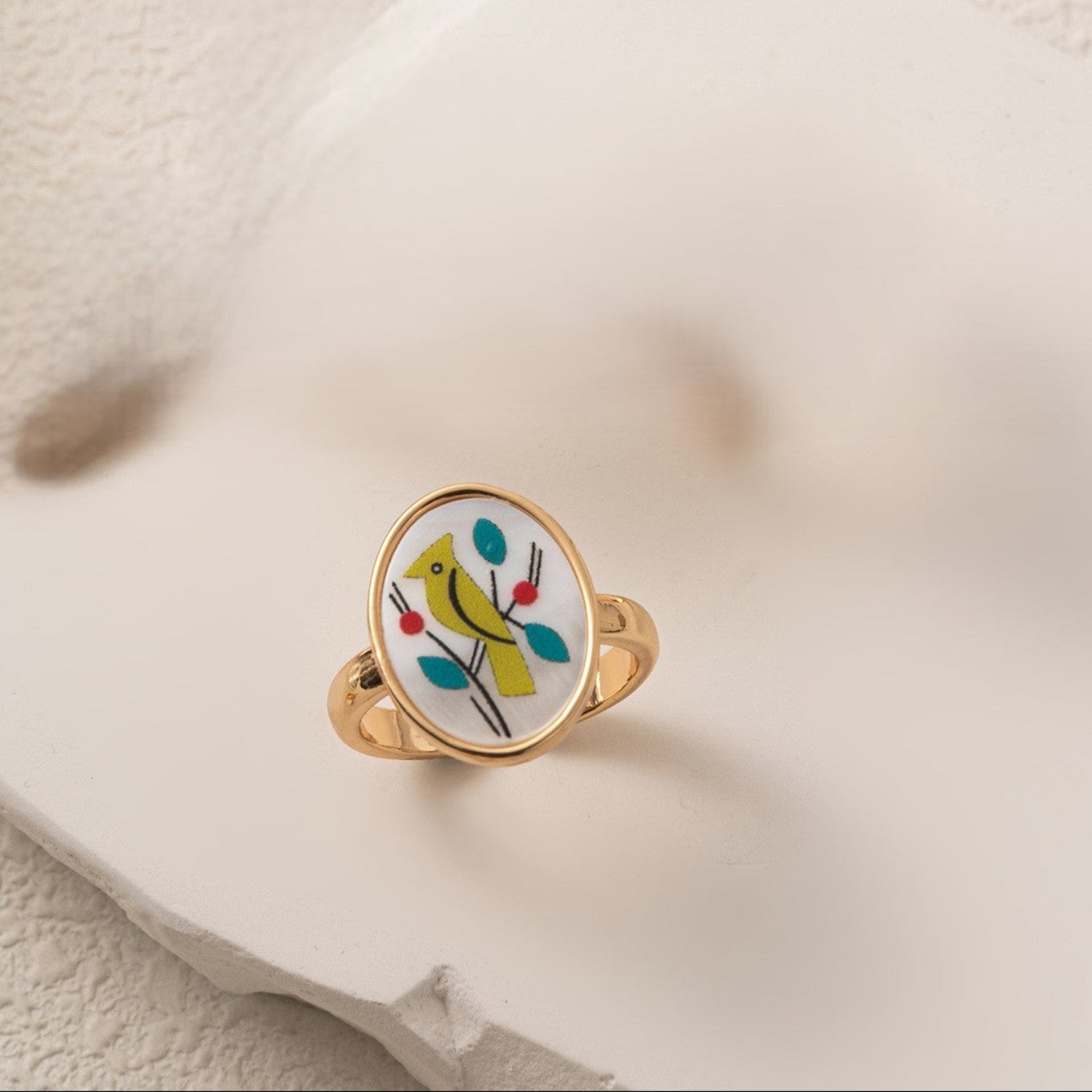 Hand-Painted Bird Adjustable Ring JLTR0729