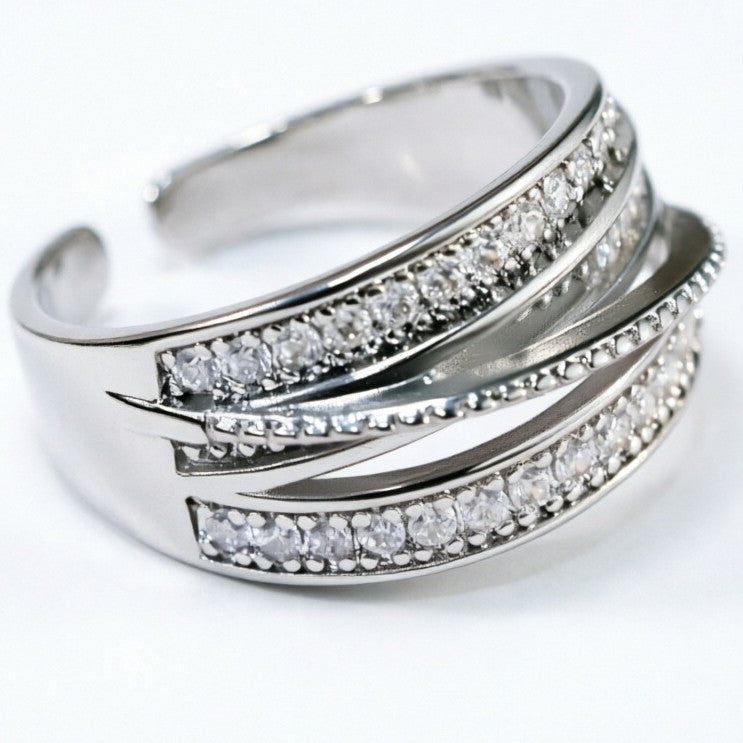 Silver Crystal Multi-Layer Wrap Ring JLTR0734