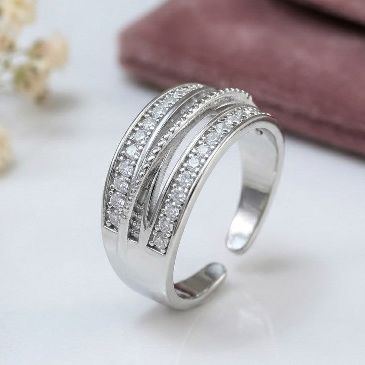 Silver Crystal Multi-Layer Wrap Ring JLTR0734