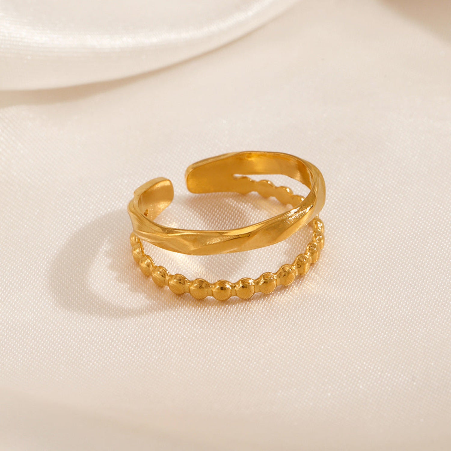 Gold Textured Double Band Ring JLTR0742