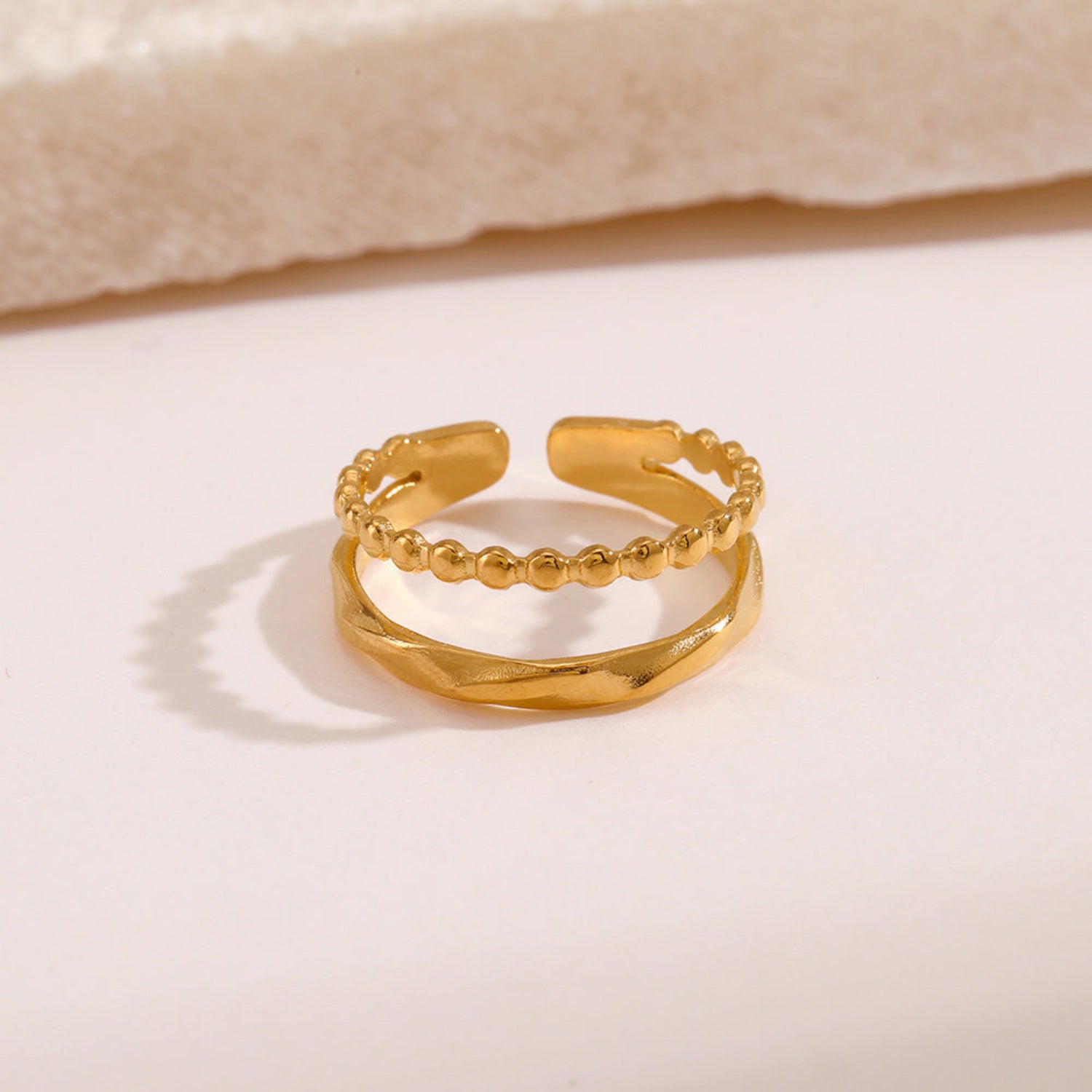 Gold Textured Double Band Ring JLTR0742