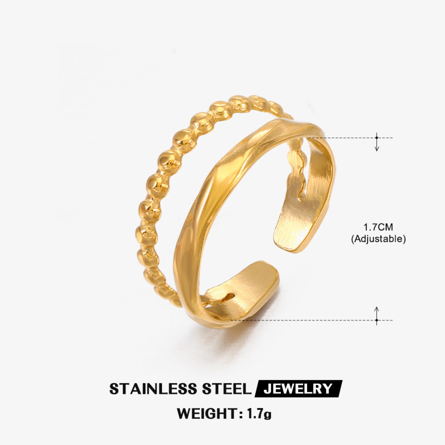 Gold Textured Double Band Ring JLTR0742