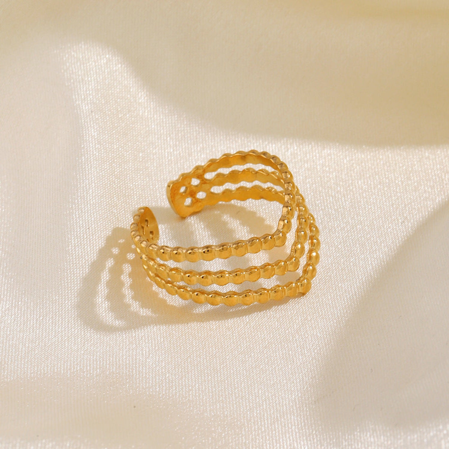 Gold Beaded Triple Layer Ring JLTR0744