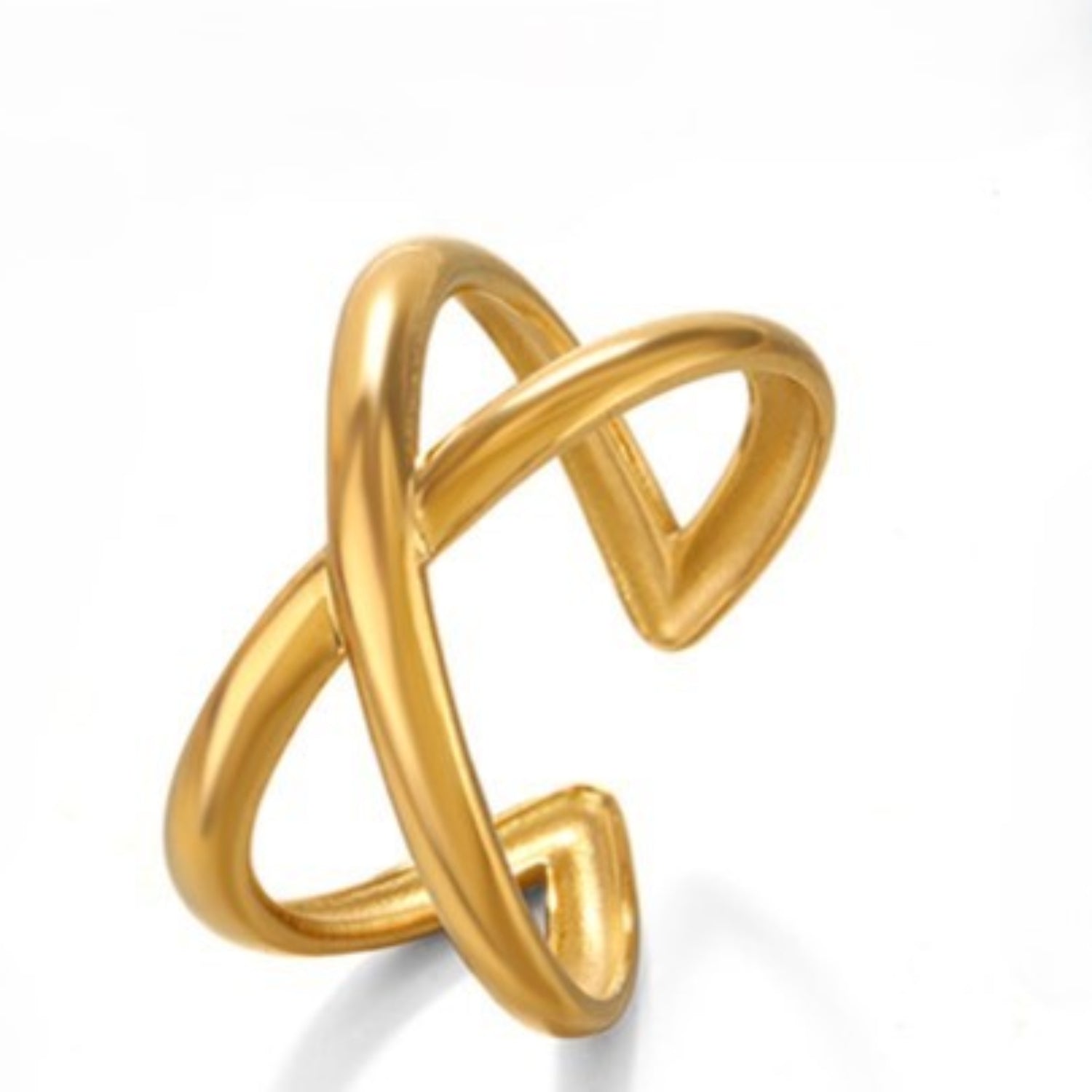 Elegant Matte Brass Crisscross Ring JLTR0746