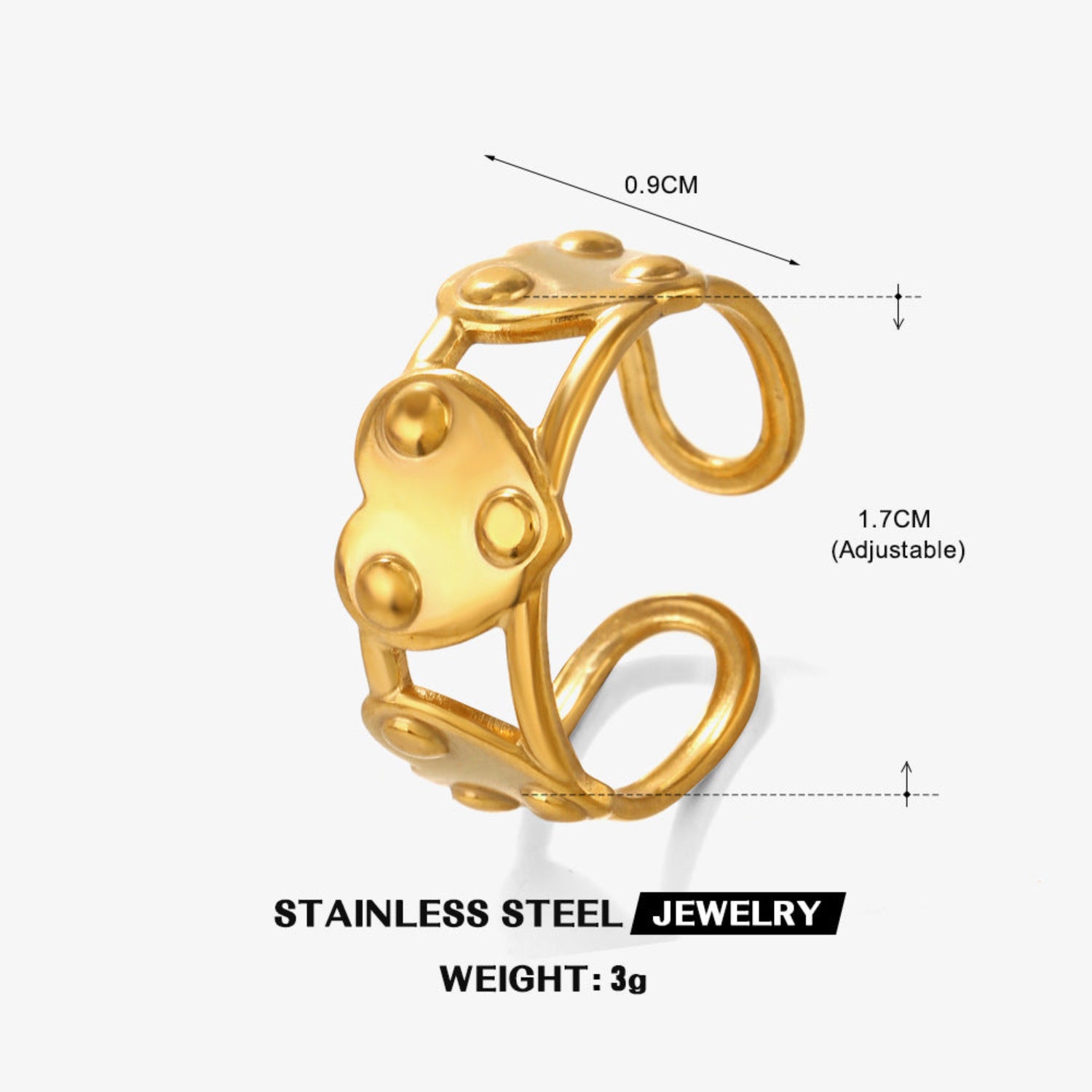 Golden Hammered Wide Statement Ring JLTR0748
