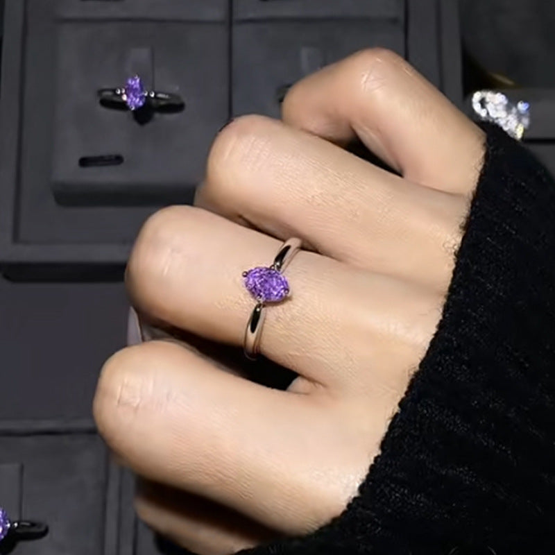 Elegant Purple Solitaire Silver Ring JLTR0760