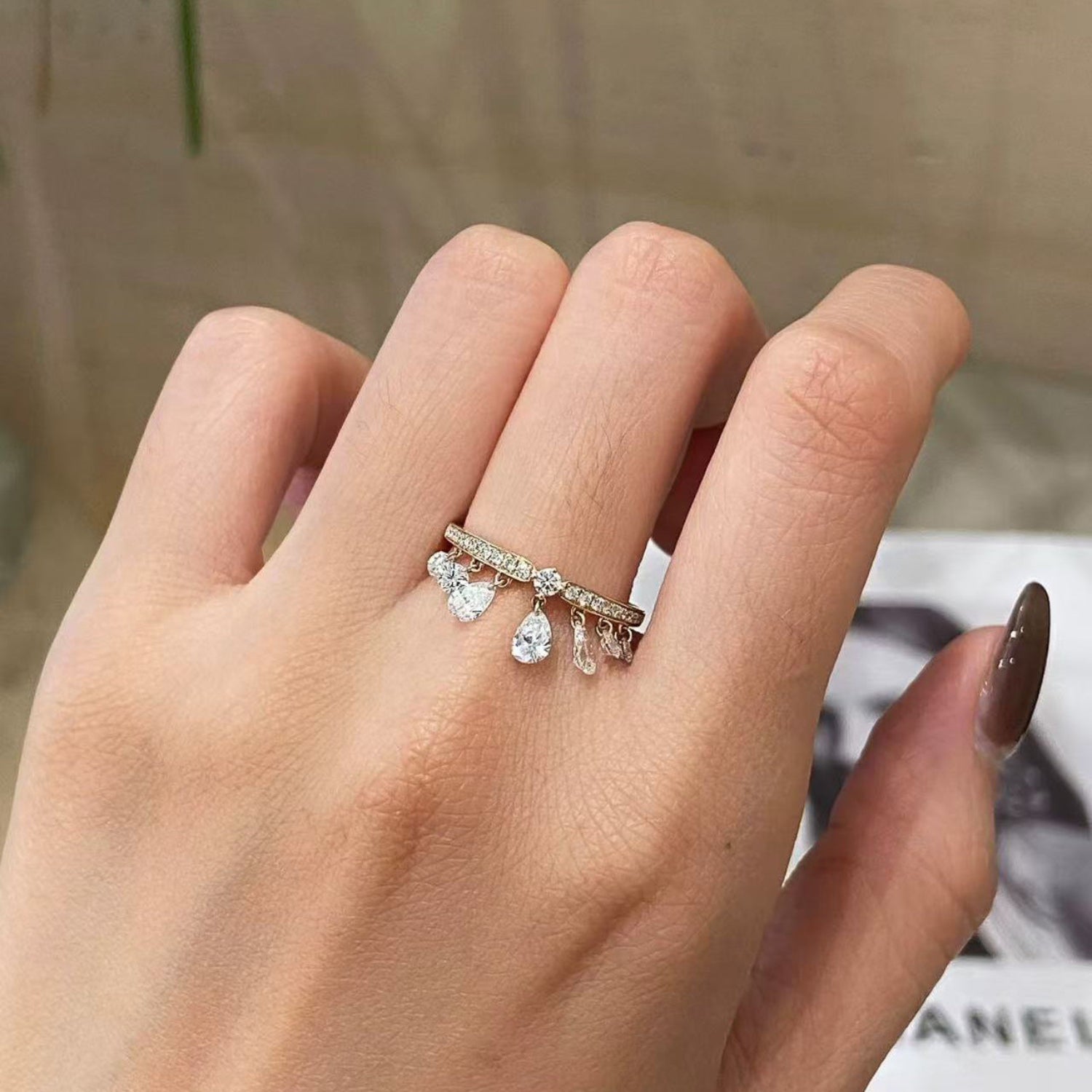 Silver Teardrop Crystal Ring JLTR0773