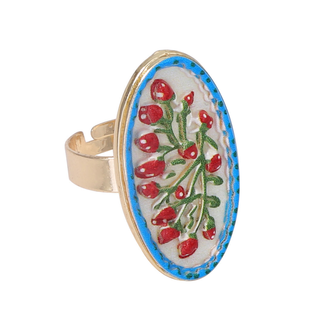 Elegant Red Berry Oval Ring JLTR0774