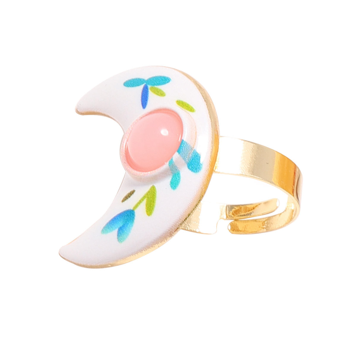 Crescent Moon Pink Stone Ring JLTR0776