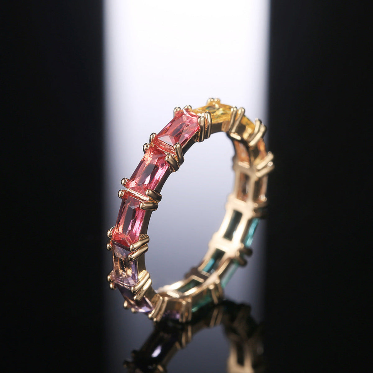 Multicolor Chic Rectangular Eternity Ring JLTR0791