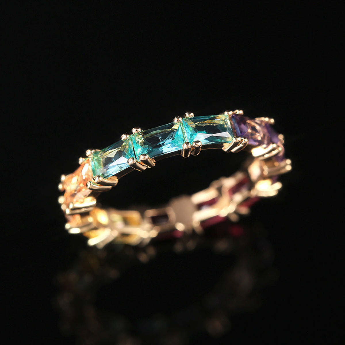 Multicolor Chic Rectangular Eternity Ring JLTR0791