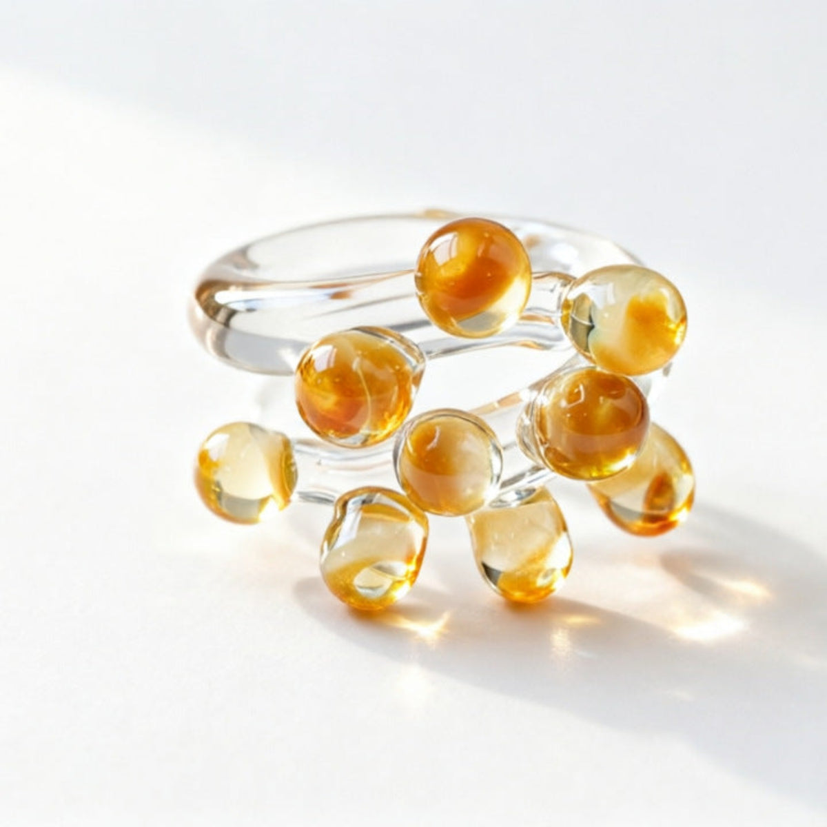 Amber Modern Spherical Glass Ring JLTR0806