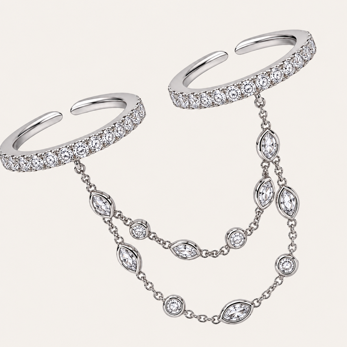Silver Crystal Chain Ring JLTR0822
