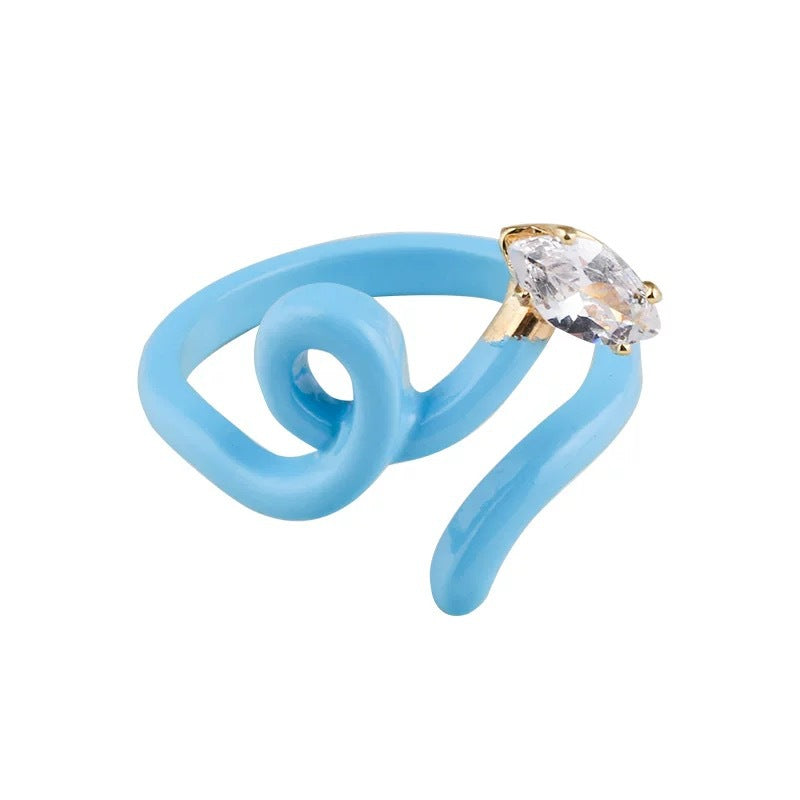 Blue Spiral Crystal Ring JLTR0827