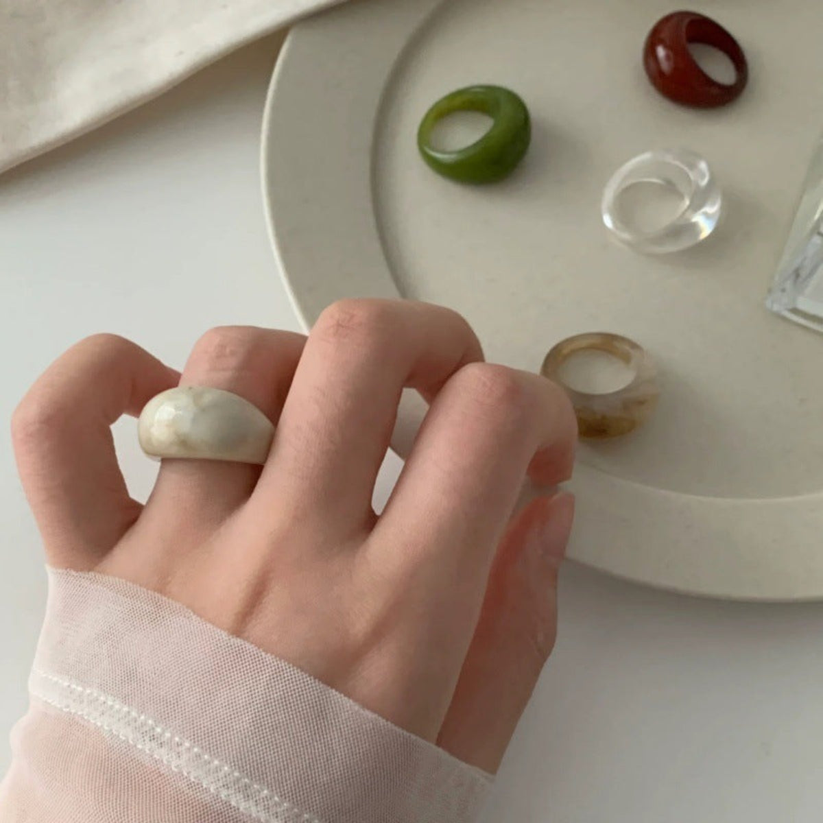 Ivory Marble Luxe Dome Ring JLTR0839