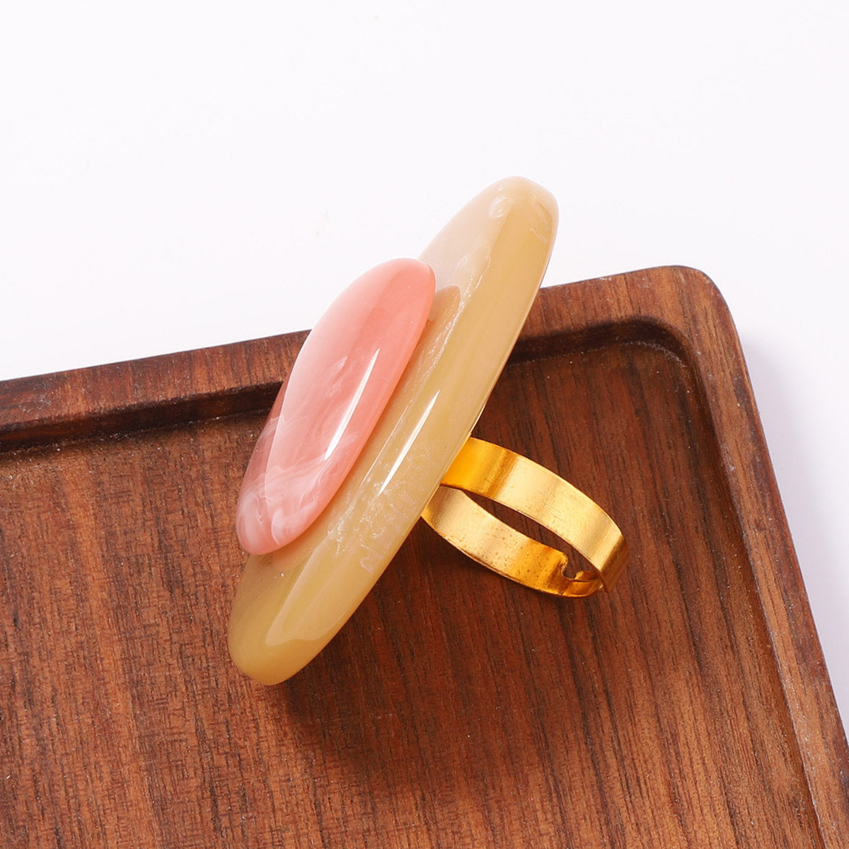 Pastel Pink Oval Statement Ring JLTR0841