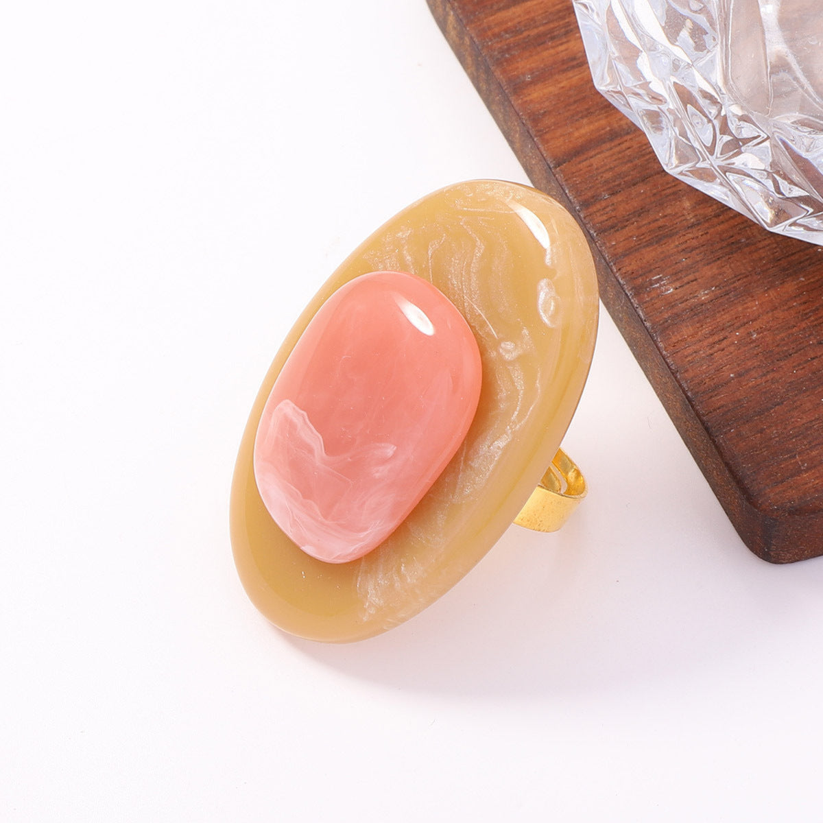 Pastel Pink Oval Statement Ring JLTR0841