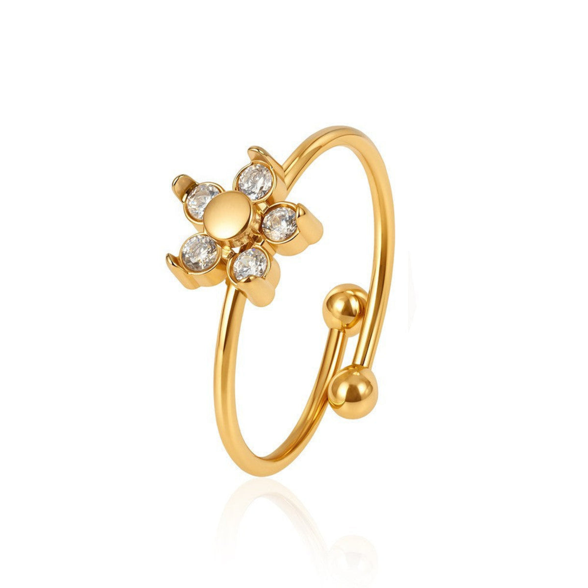Gold Floral Cluster Adjustable Ring JLTR0843