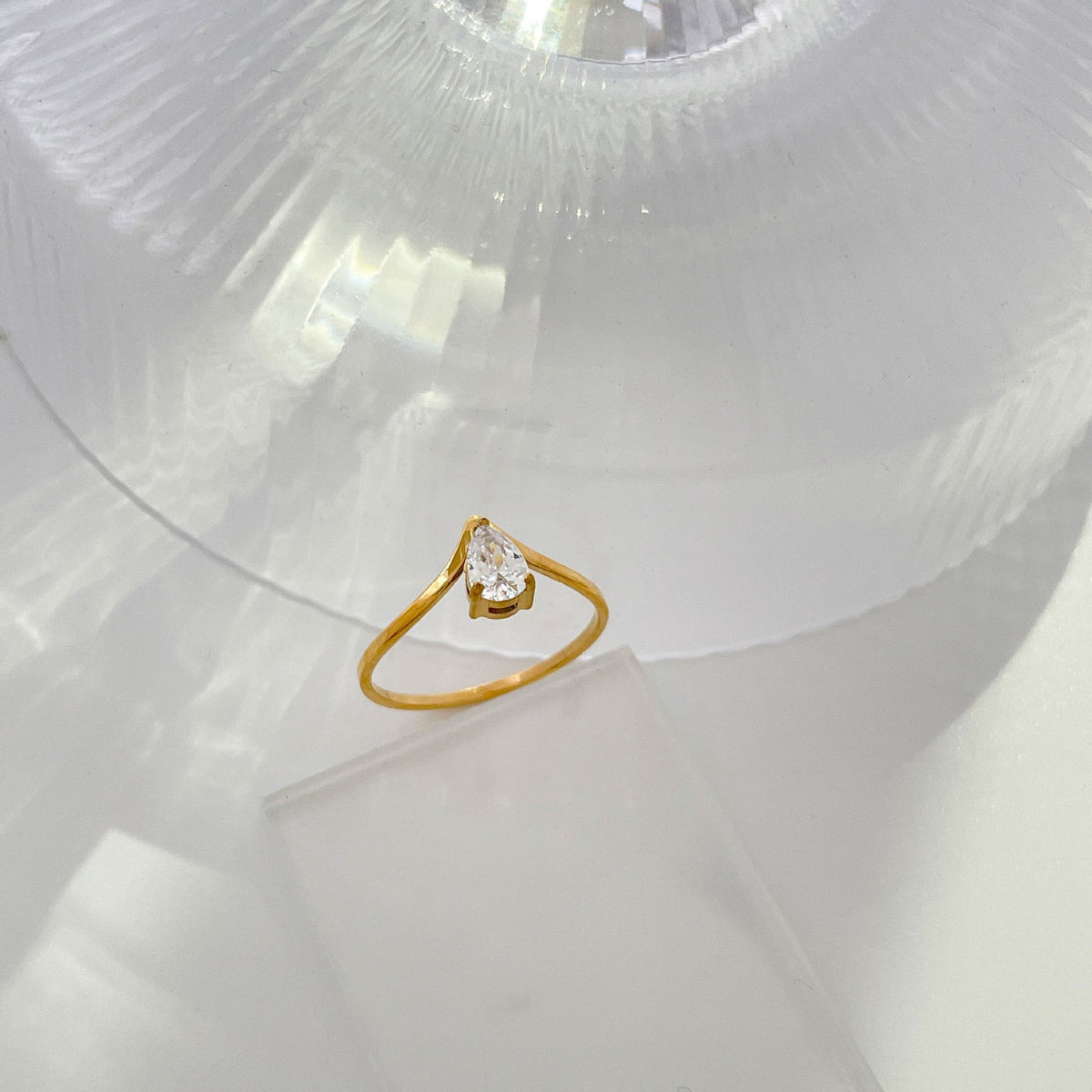 Gold Petite Triangle Crystal Ring JLTR0845