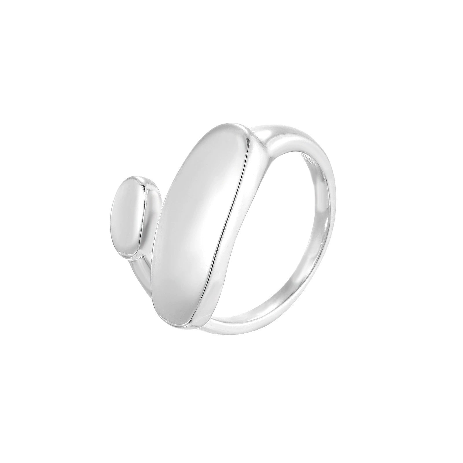 Just Lil Things Minimalist Silver Open Ring with Oval Accents JLTR0609
