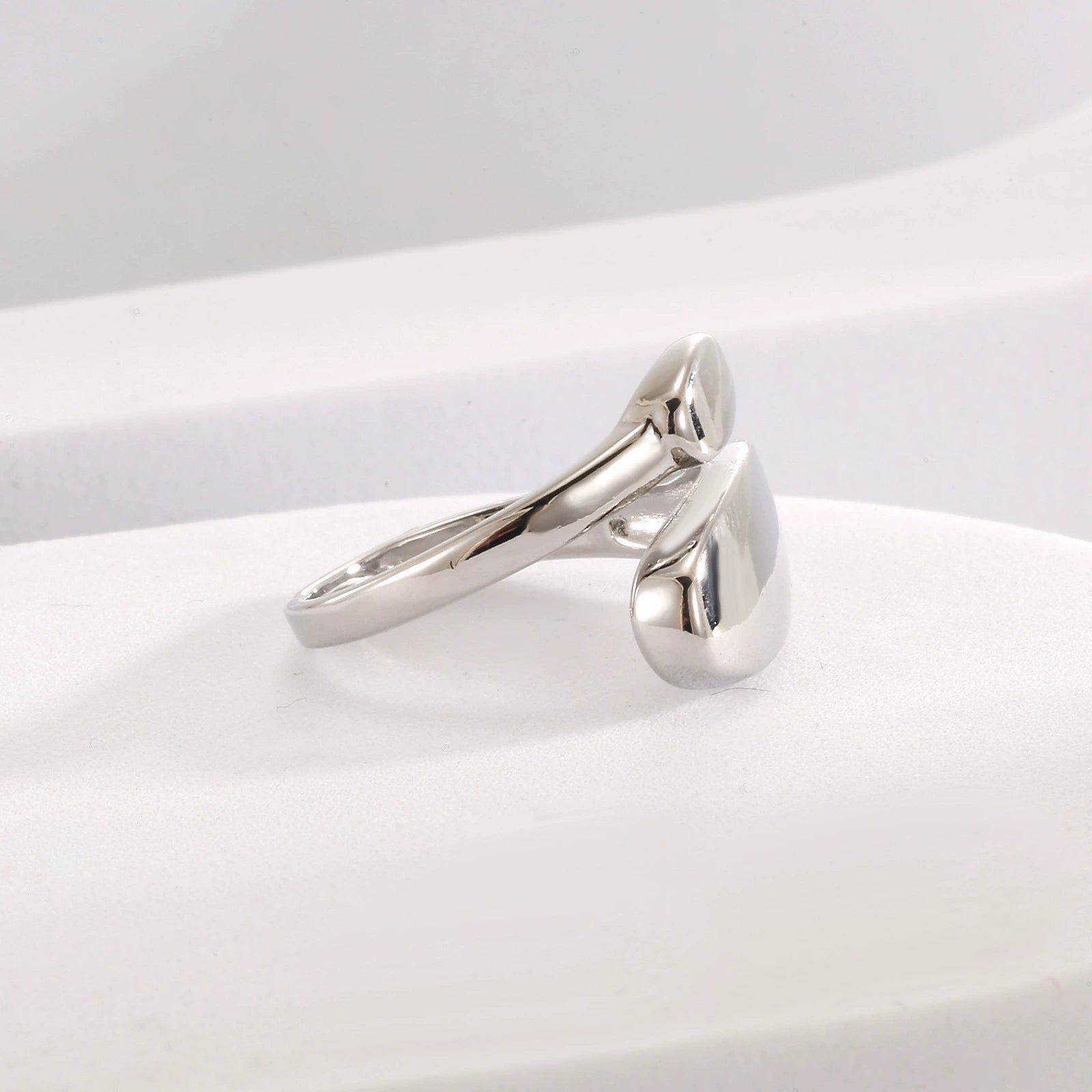 Just Lil Things Minimalist Silver Open Ring with Oval Accents JLTR0609