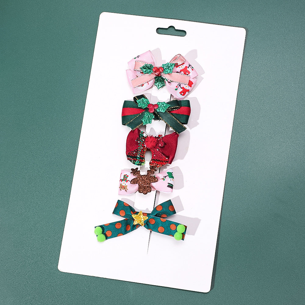 Just Lil Things Christmas Bow Hair Clip Set – Festive Holiday Collection JLTS0505