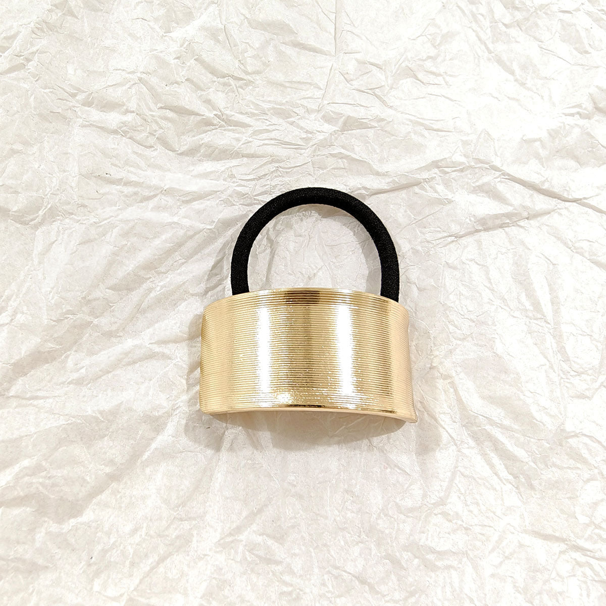 Minimal Gold Cuff Hair Tie – Sleek Metallic Elastic Band JLTS0508