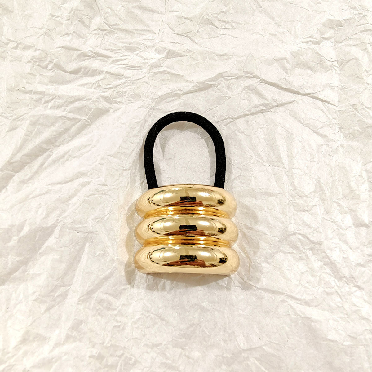 Triple Dome Gold Hair Tie – Statement Metallic Elastic JLTS0514