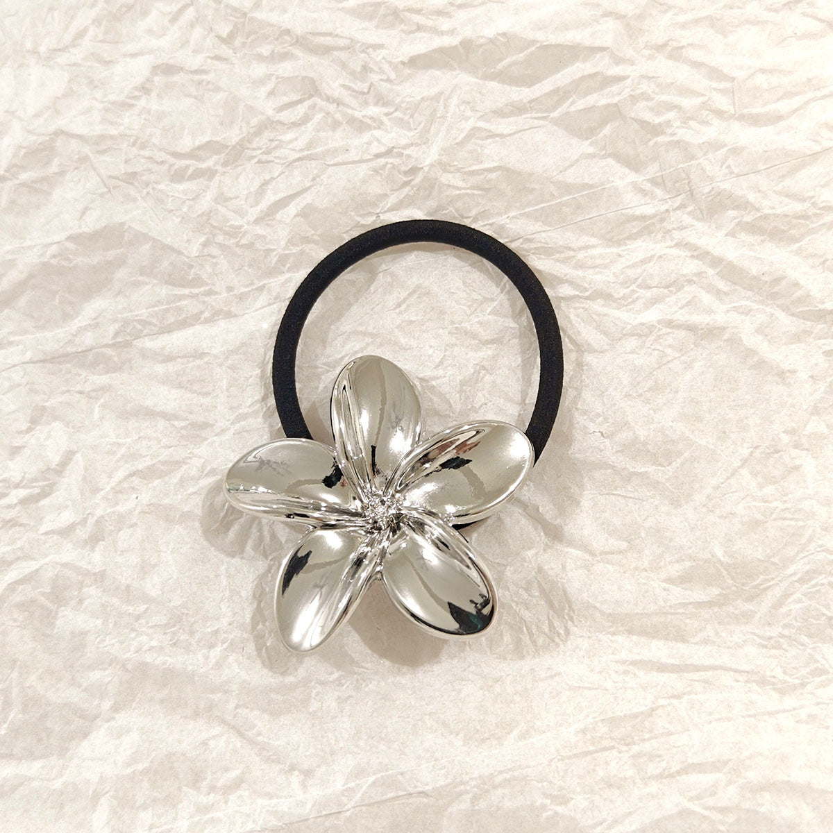Flower Style Metal Tug Silver Hair Ties JLTS0521