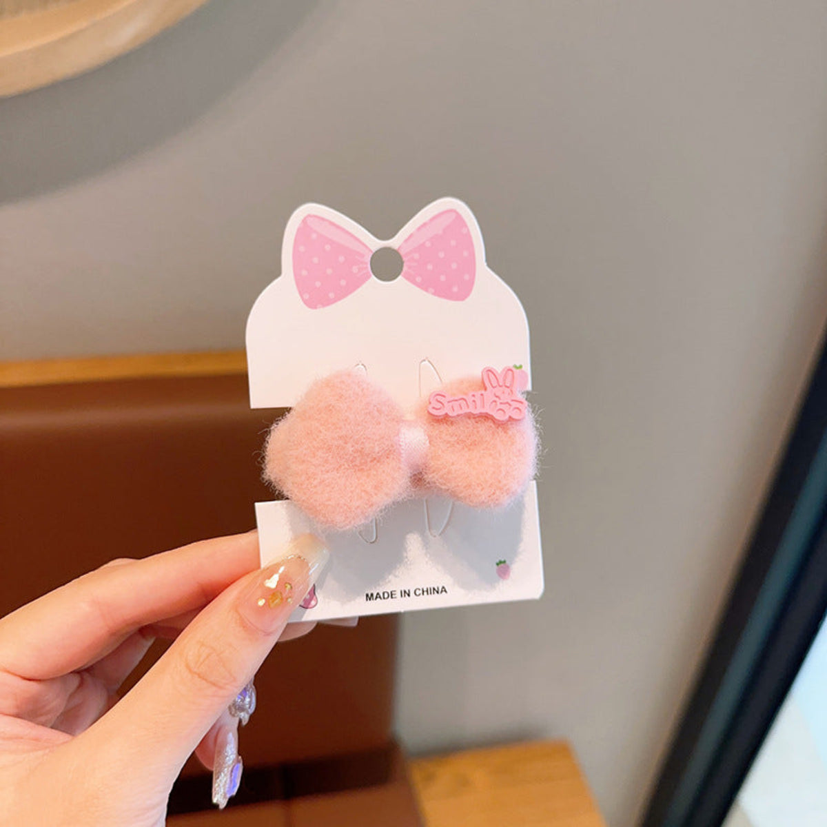 Pink Bow Plush Hair Ties JLTS0588