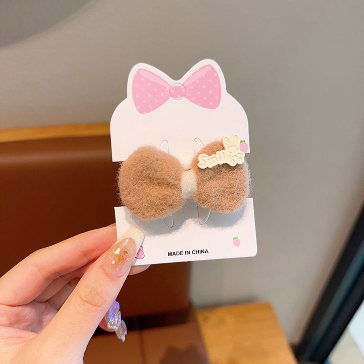 Brown Bow Plush Hair Ties JLTS0591