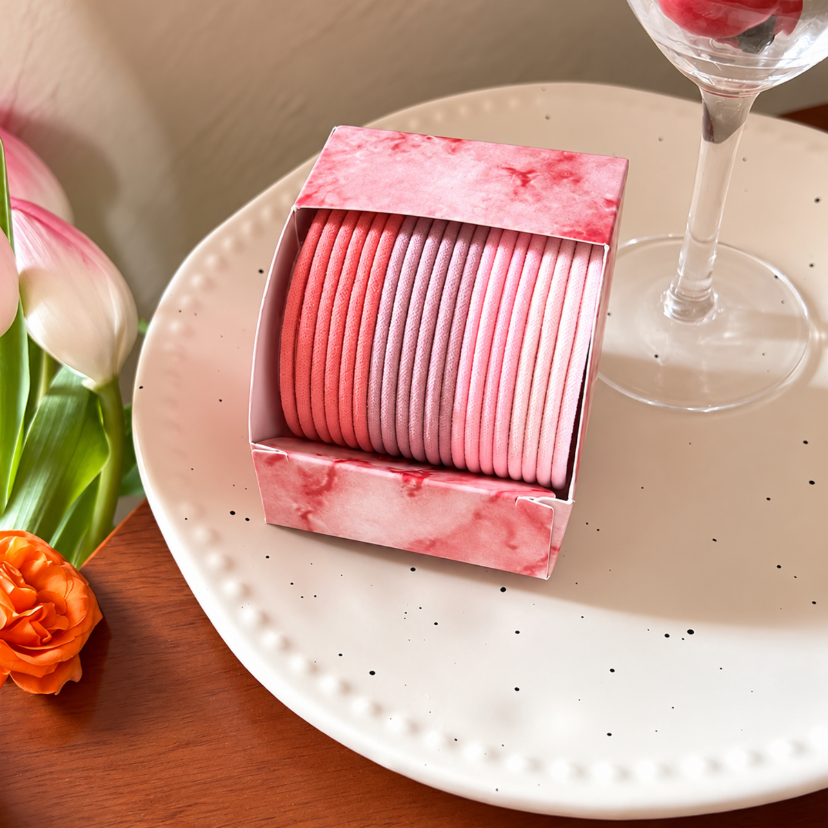 Pink Thin Elastic Hair Ties JLTS0592