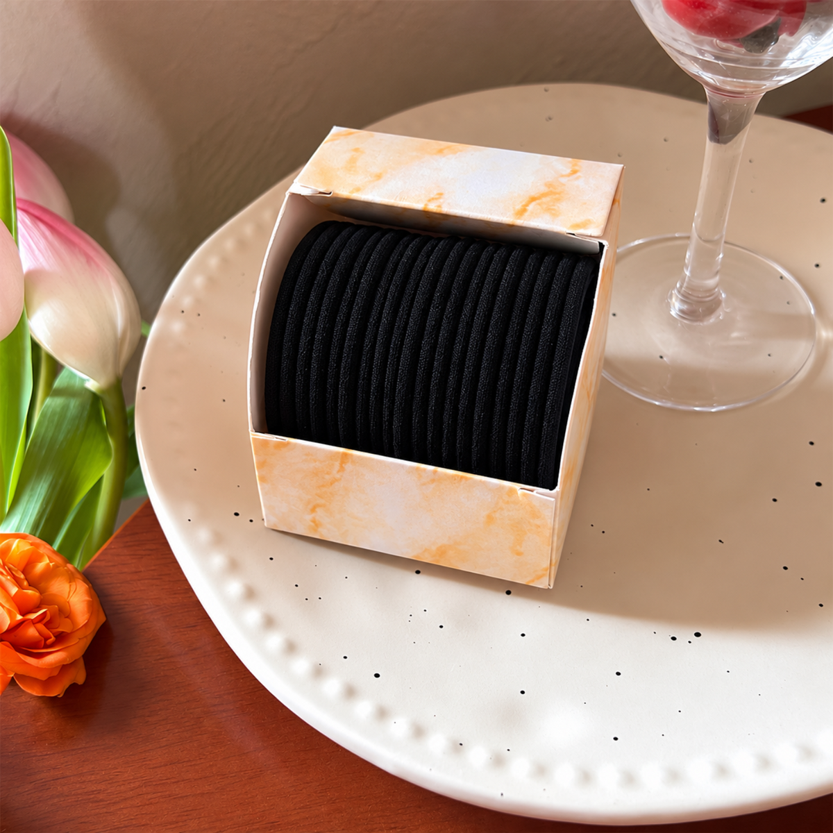 Black Thin Elastic Hair Ties JLTS0594