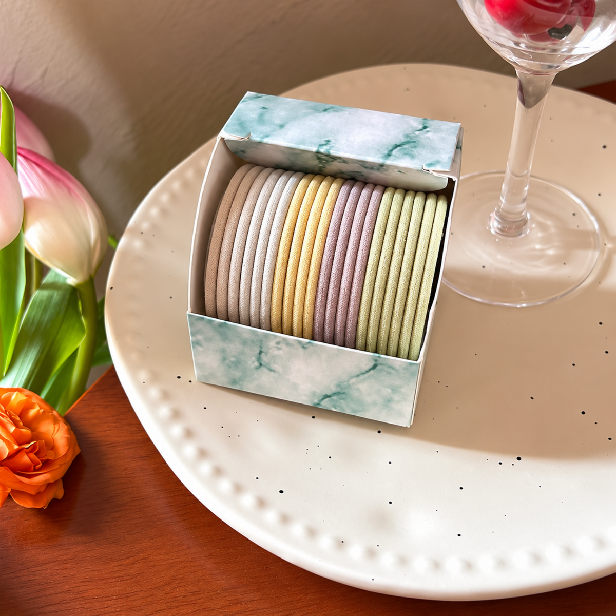 Beige Thin Elastic Hair Ties JLTS0597
