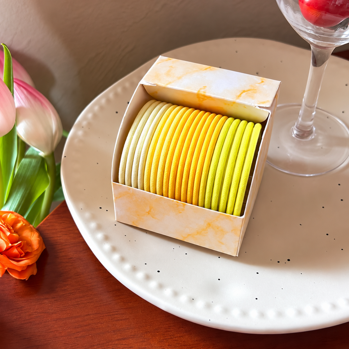 Yellow Thin Elastic Hair Ties JLTS0600