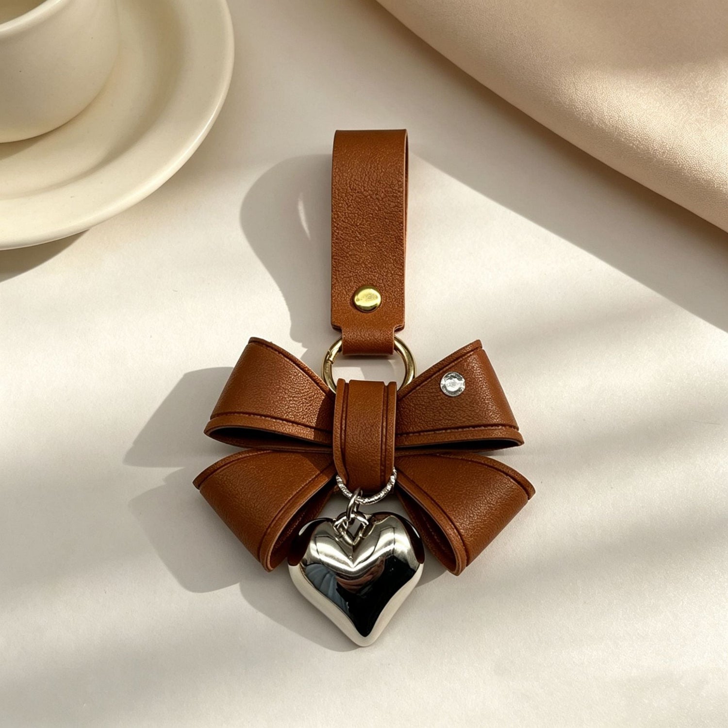Brown Bow Heart Keychain MWK0026