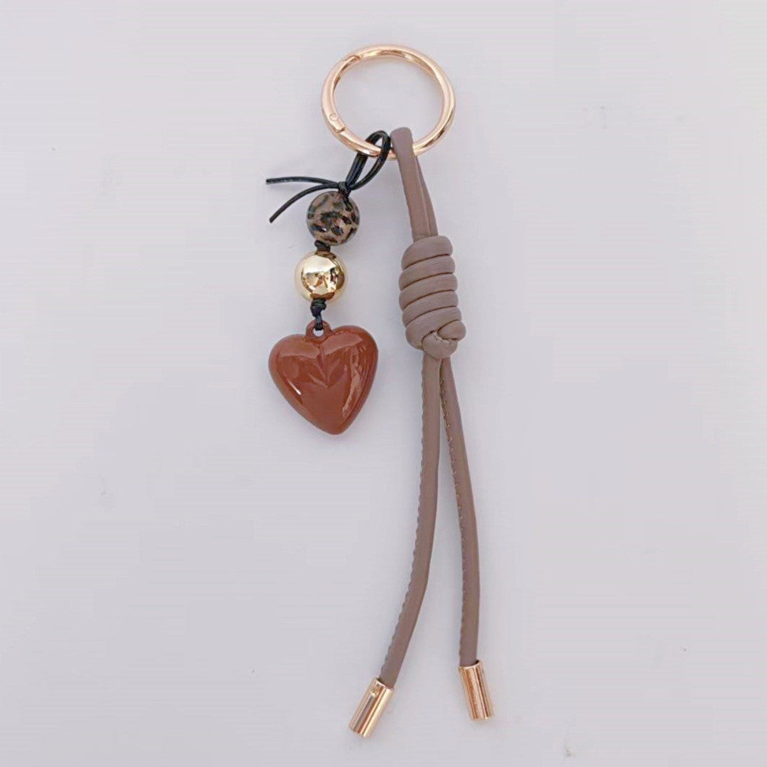Brown Heart Grey Knot Keychain MWK0036