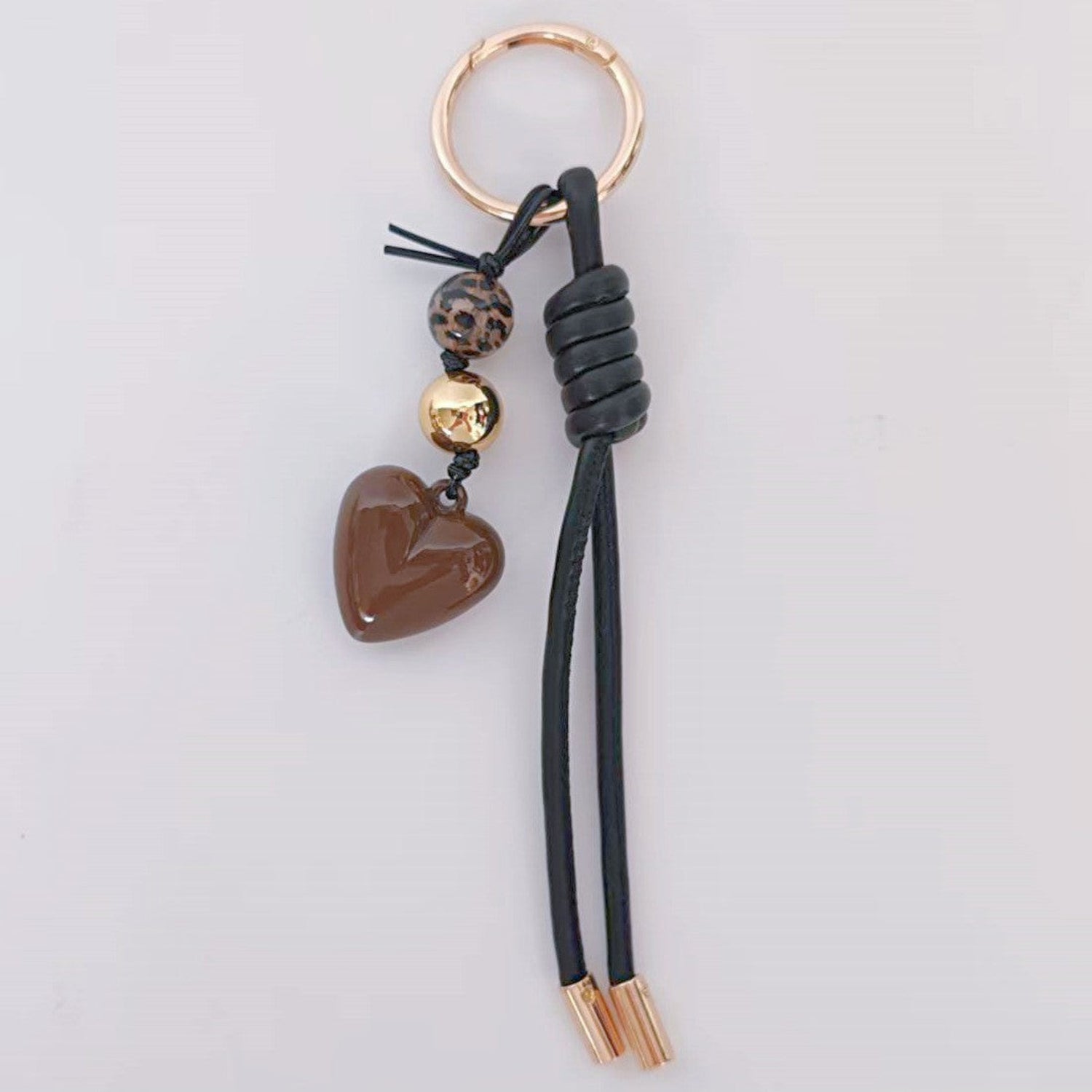 Brown Heart Black Knot Keychain MWK0038
