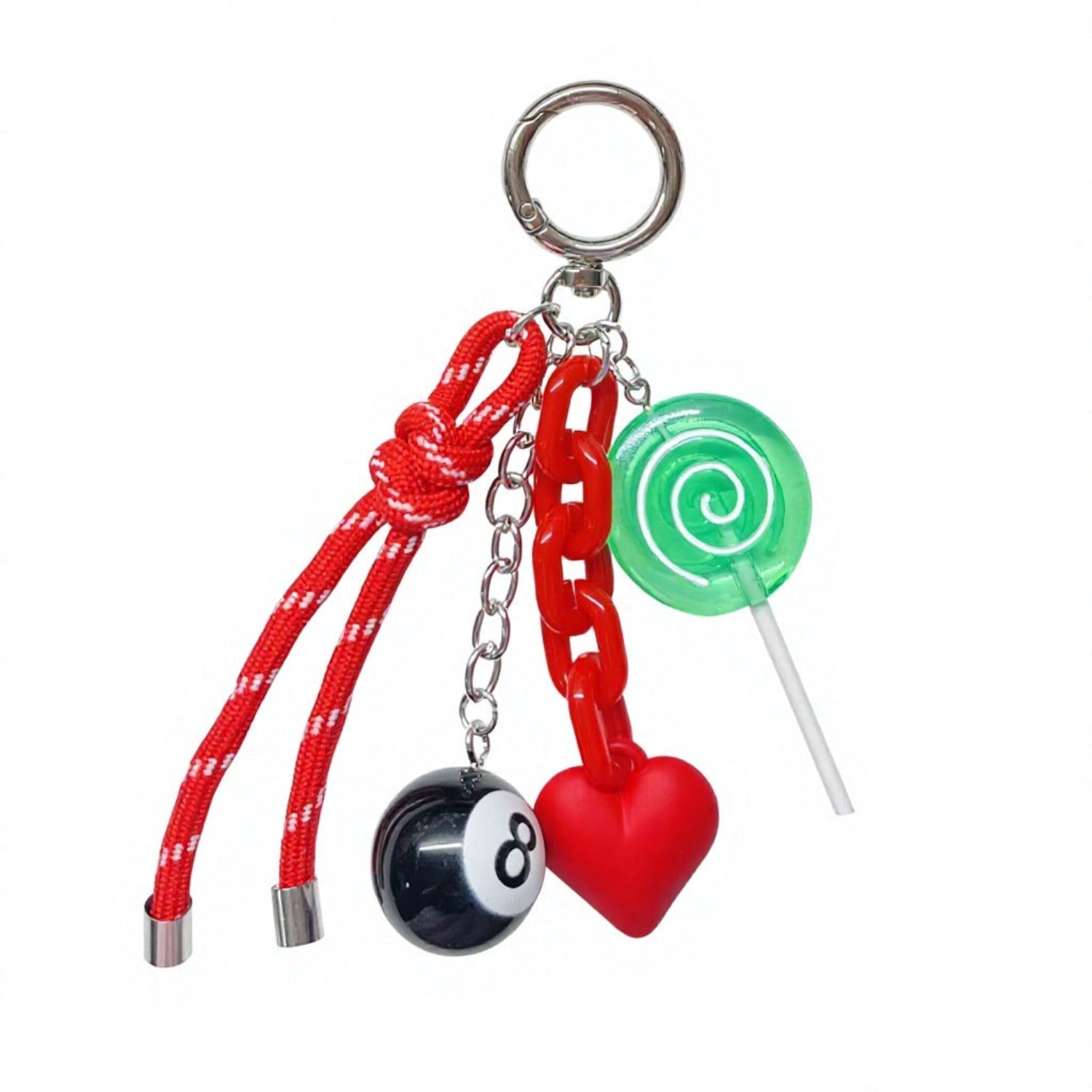 Green Lollipop and Red Heart Keychain MWK0054