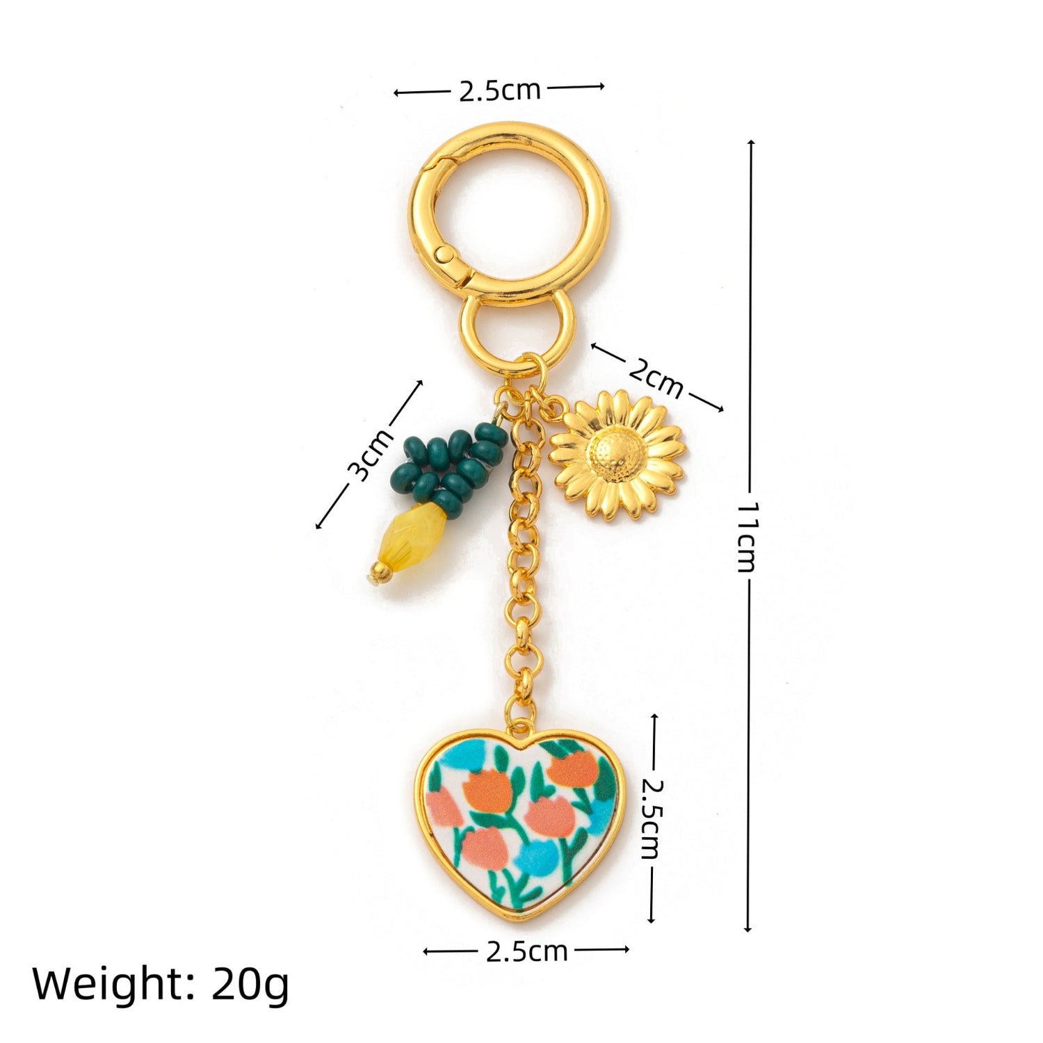 Gold Floral Heart Keychain MWK0055